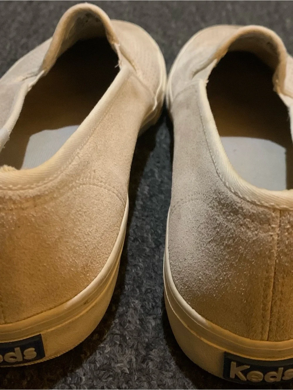 Keds Women's Double Decker Perforated Suede Slip-On Sneakers Cream Color Sz. 11